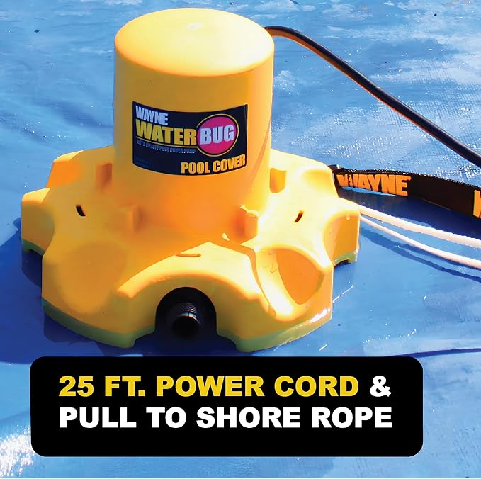 Wayne WaterBUG Automatic Pool Cover Pump – Freeze-Protected Submersible Water Pump for Winter Pool Covers, 1,900 GPH, Above Ground & In-Ground Pools, 25 ft Cord