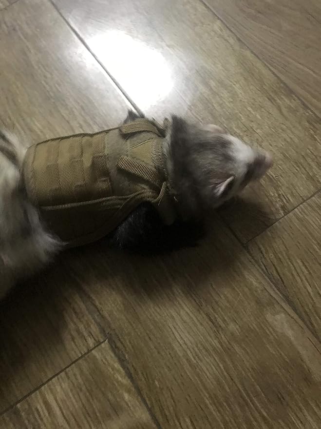 Ferret Clothes Small Animals Harness Military Style Adjustable Shoulder Straps Soft Mesh Comfort Durable Nylon Padded Vest Ferret Guinea Pig Hamster Bunny Kitten Puppy Small Pet Clothes Accessory
