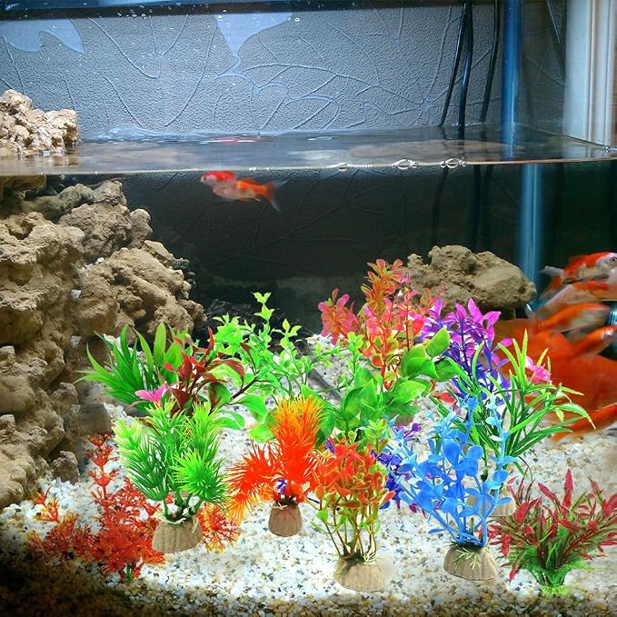 10 Pack Artificial Aquarium Plants, Small Size 4 to 4.5 inch Approximate Height Fish Tank Decorations Home Décor Plastic | Small Size 4 to 4.5 inch Approximate Height Fish Tank Decorations Home Décor Plastic