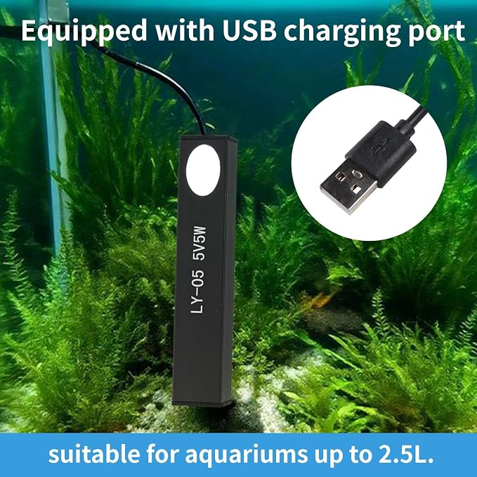 5W Mini Aquarium Heater USB Charging for Small Fish Tank Heater Easy Install