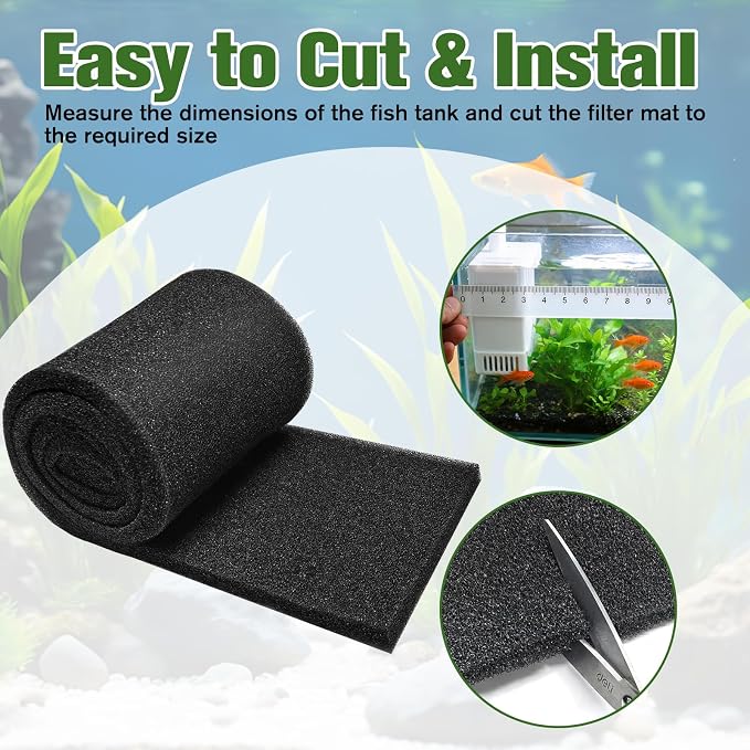 72"x10.5" Aquarium Filter Pad 30PPI, 2PCS Bio Filter Media Foam Pad, Polyurethane Foam Sheet Cut to Fit for Fish Tank, Sump, Pond