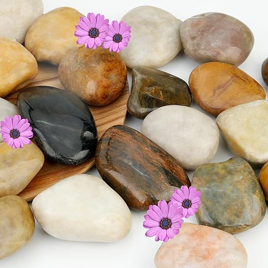 NUPICK 3lb River Rocks for Plants Indoor, 2-3Inch Mixed Pebbles for Vases Fillers, Decorative Gravel for Fish Tank, Natural Polished Stones for Succulent, Bonsai, Landscaping, Bird Baths
