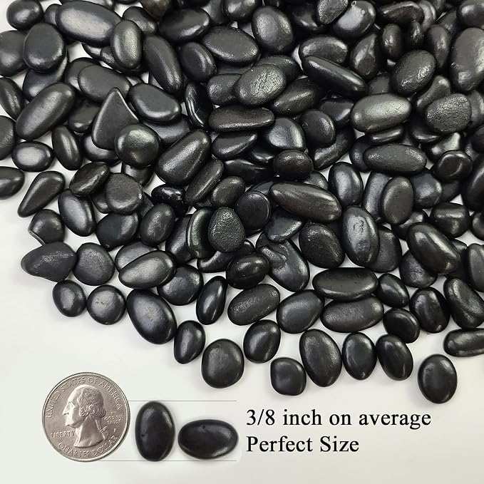 FANTIAN 10 lbs Small Black Pebbles for Indoor Plants. 3/8 inch Decorative Black River Rocks for Succulent Potted Plant, Vase, Landscaping and Outdoor Garden Rocks