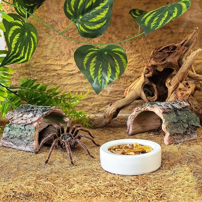 2 Pack Small Betta Log Resin Hollow Tree Trunk Ornament, Aquarium Hideout Reptile Cave Tarantula Hide Terrarium Tank Decor for Fish Shrimp or Small Reptile Scorpion Spider Hermit Crab