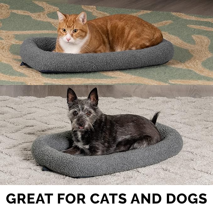 Furhaven Dog Bed for Large Dogs, 100% Washable, Sized to Fit Crates - Sherpa Fleece Bolster Crate Pad - Gray, Jumbo/XXL