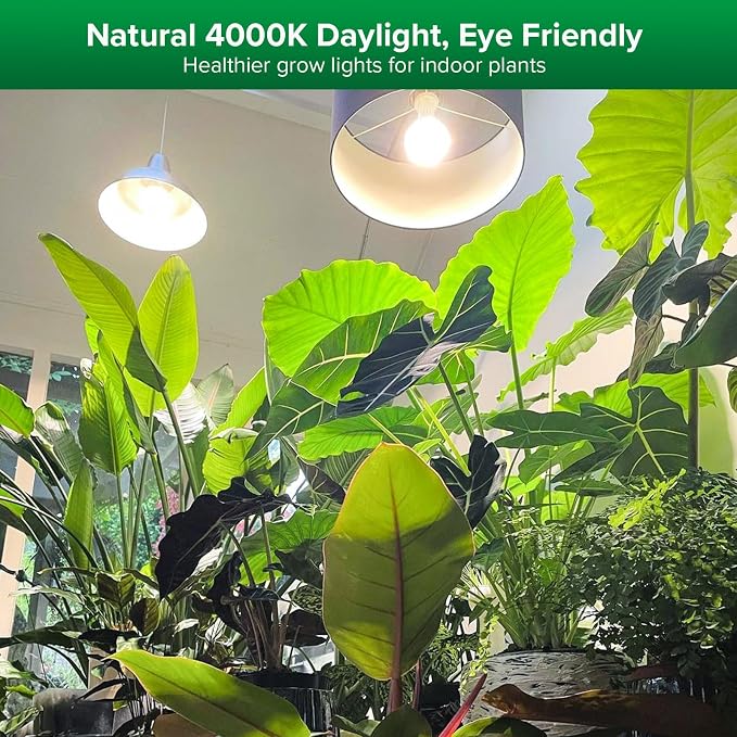 SANSI Grow Light Bulbs for Indoor Plants, 10W Full Spectrum 4000K Daylight | 150 Watt Equivalent, Optical Lens for High PPFD, 4000K Natural Daylight, A19 Grow Bulbs For Indoor Growing Seed Starting