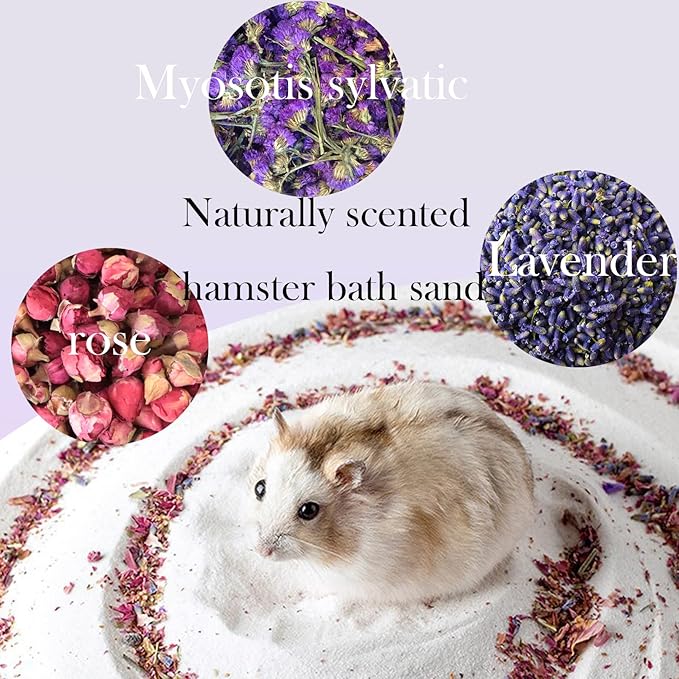 Hamster Bath Sand,5LB Dust Free Hamsters Bathing Sand Natural Petals Scented Desert Sand or Potty Litter Sand for Chinchilla Guinea Pigs Gerbil Mice Small Animals