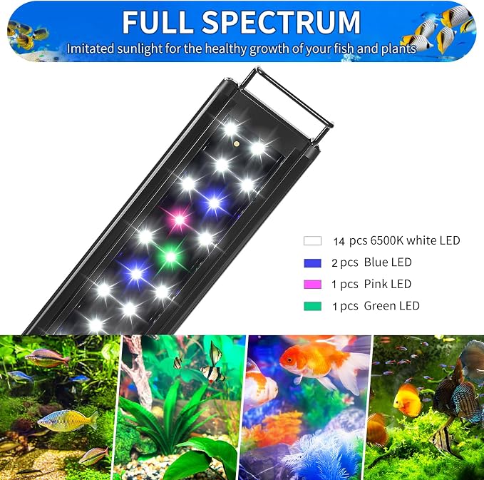 AQUANEAT LED Aquarium Light Full Spectrum for 8 Inch to 10 Inch Fish Tank Light Fresh Water