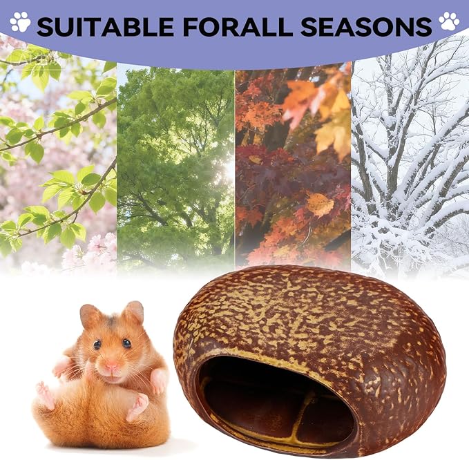 Hamster Hideout, Gerbil Bed Ceramic House for Hamster Guinea Pig Hideout and Hideouts for Syrian Dwarf Hamsters Guinea Gerbils Lemmings or Other Similar-Sized Small Pet Small Animal Bed