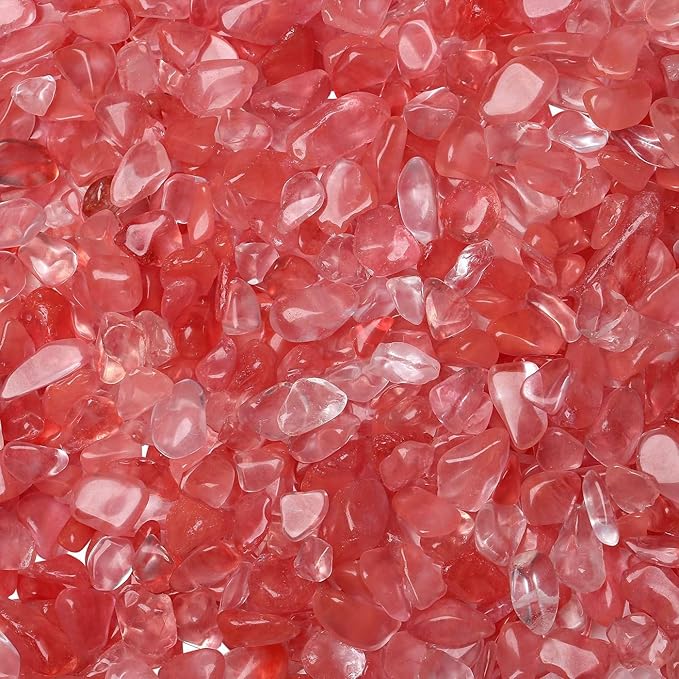 LAIDANLA Watermelon Red 1lb Crystal Polished Tumbled Stones Irregular Shaped Crystal Chips Bulk Natural Gemstone Aquarium Gravel Rocks Vase Filler Fish Tank Gravel Home Decoration