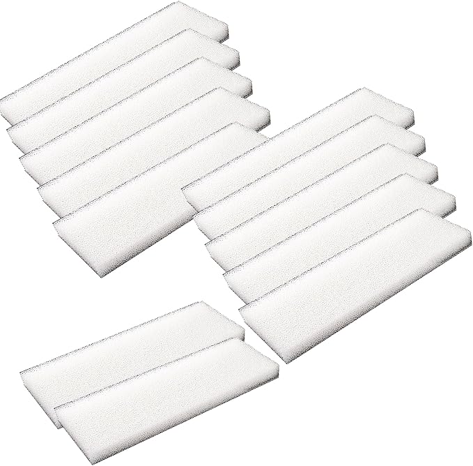 12 Pcs Aquarium Bio Sponge White Foam Filter Pads for Hagen Fluval 204, 205, 206, 304, 305, 306 (A-222) Filtration Systems