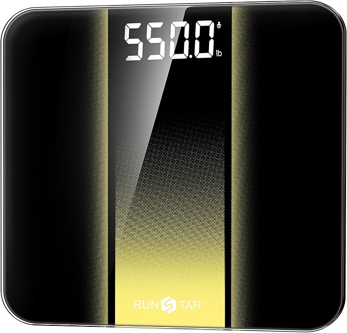 RunStar 14-Inch Scale for Body Weight 550lbs, Extra Wide Platform Digital Bathroom Scale Highly Accurate, Large LED Display, Baby/Pet Mode, 8mm Tempered Glass for Heavy People