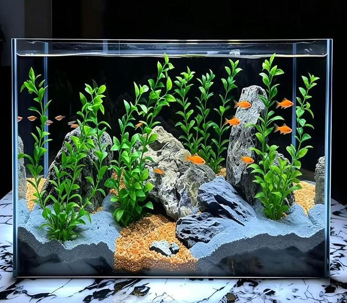 10 Pcs Artificial Aquarium Plants, Plastic Aquatic Plant Decor for Fish Tank, Stream Tank, Aquarium Landscape Decoration (25cmpg-Green)