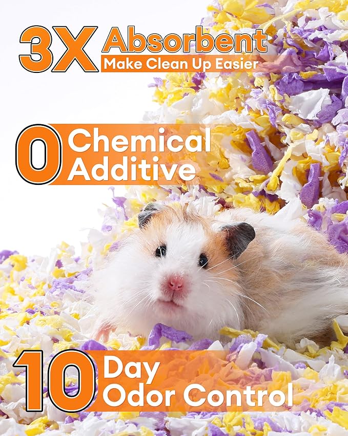 BUCATSTATE Hamster Bedding 15L, Truly 99% Dust-Free Small Animal Paper Bedding Odor Control, Cozy Hamster Litter for Rabbit Rat Syrian Dwarf Hamsters Gerbils (Cotton Candy)