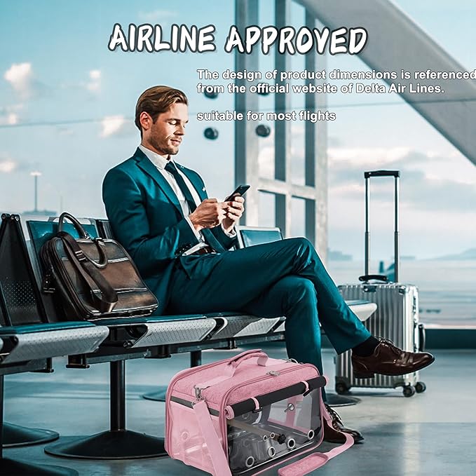 Bird Carrier Airline Approved, Bird Travel Cage with Indestructible Stainless Steel Mesh, Bird Travel Bag Lightweight and Portable with Water Bottle and Bowl