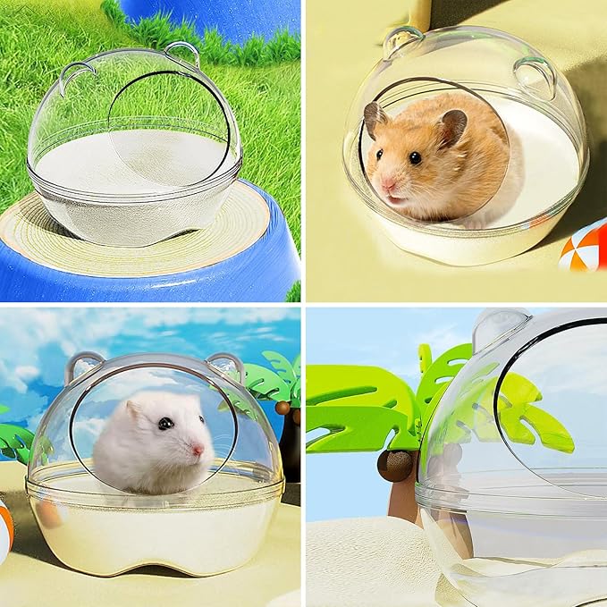 Hamster Bathtub,Hamster Bathroom,Sand Bath Container,Hamster Toilet and Sandbox Dust Bathtub,Hamster Bed,Sand Bath Box for Hamster Cage Accessories (L 5.5x5.5x4.3 inch)