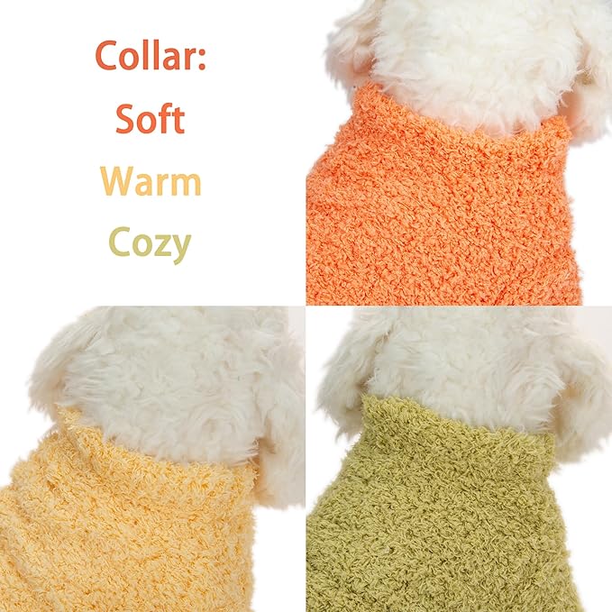 Dog Sweater, 3 Pack Sweaters for Small Dogs Girl, Dog Clothes for Medium Dogs Male or Boy, Ultra Soft and Warm Puppy Coat for Winter Christmas (X-Large, Orange+Yellow+Green)