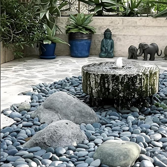 FANTIAN 10 lbs Black River Rocks, 2-3 Inch Stones for Plants Indoor | Natural Decorative Black Pebbles for Plants, Landscaping, Garden, Aquarium, Fish Tank, Backyard, Water Fountain