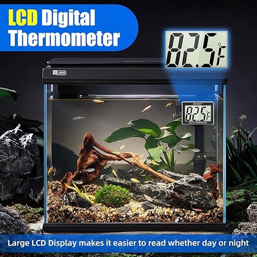 AQUANEAT Aquarium Thermometer 2 Packs, Fish Tank Thermometer, Aquarium Digital Temperature Gauge, with Large LCD Display