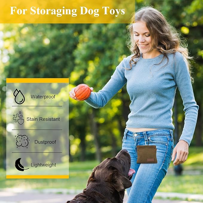 2Pcs Dog Treat Pouches for Pet Training, Hand Free Puppy Dogs Treat Bag with Carabiner, Portable Auto Closing Pet Dog Walking Bag for Travel Outdoor Use, Pets Snack Reward Pocket-Light Brown, Grey