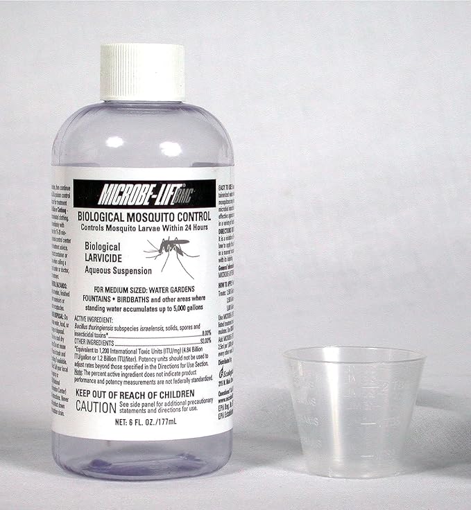MICROBE-LIFT BMC Biological Mosquito Control, Liquid Treatment for Medium-Sized Decorative Water Gardens Up to 2,000 Gallons, Fountains and Ponds, 6 Fluid Ounces
