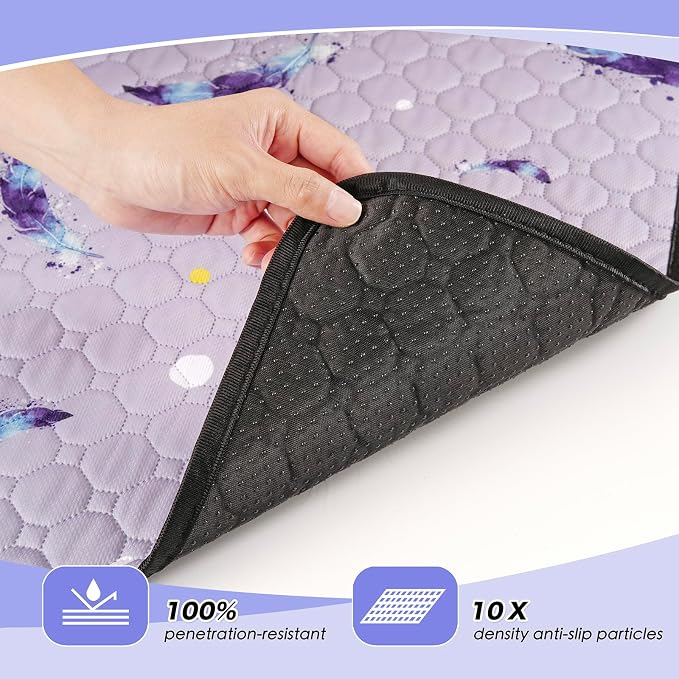 WanpeeGoo Washable Pee Pads for Dogs, 2Pack Reusable Puppy Pads, Super Absorbent & Leakproof Dog Pads, Anti-Slip Dog Pee Pads for Puppy Training & Incontinence, Feather Pattern 18"x24"