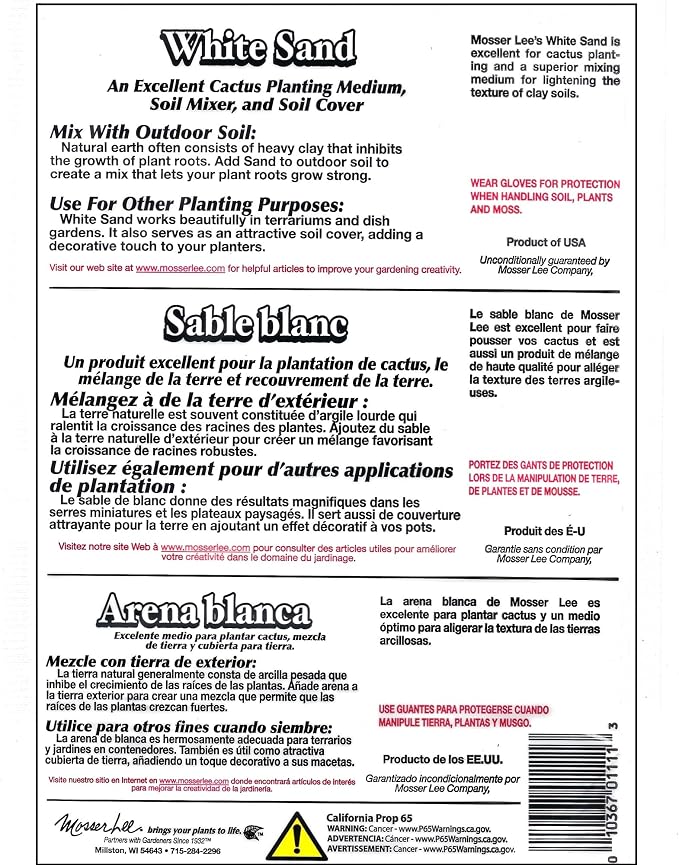 Mosser Lee ML1111 White Sand Soil Cover, 5 lb.(Pack of 8)