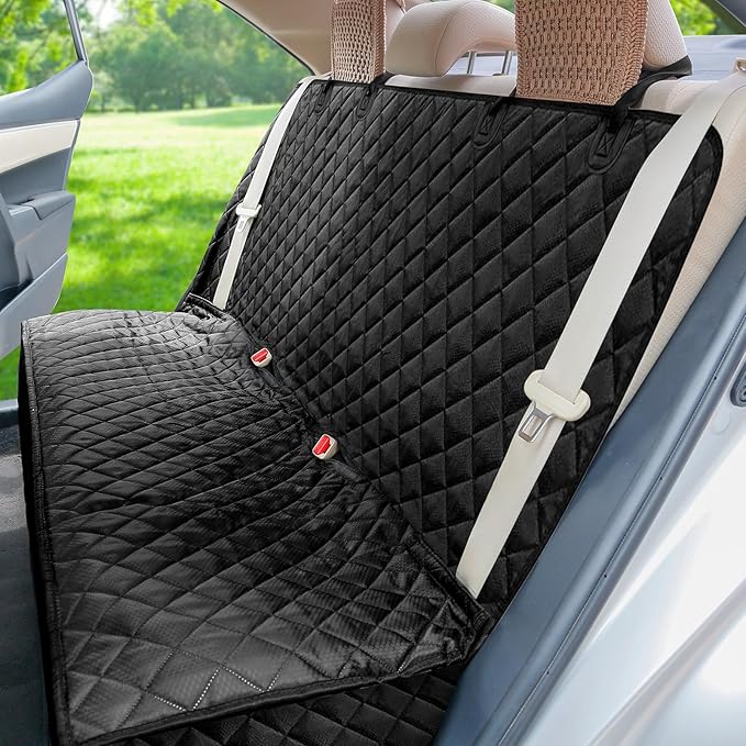 PETICON Waterproof Scratchproof Pet Bench Seat Covers for Cars, SUVs, Nonslip Durable Back Seat Cover for Dogs, Washable Backseat Protection