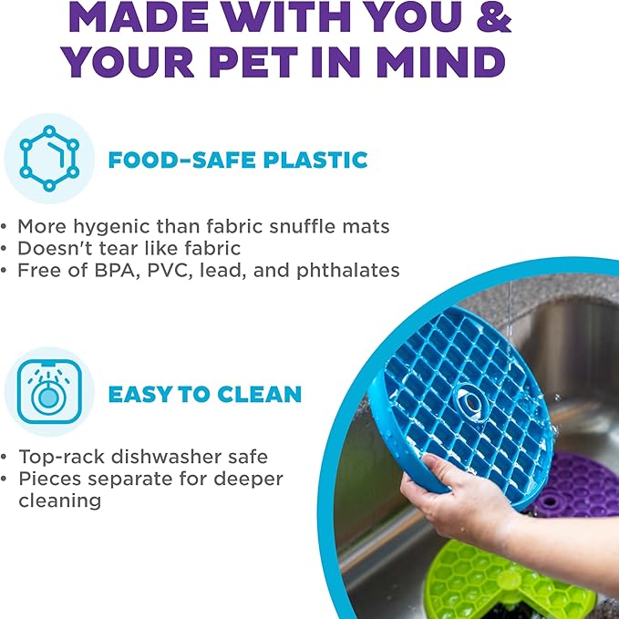 Outward Hound by Nina Ottosson Lickin’ Layers 3-in-1 Interactive Dog Feeder Puzzle, Lick Mat & Slow Feeder Bowl - Mental Stimulation Toy for Medium & Large Dogs, 2 Cup Capacity, 10.4 in x 2.8 in