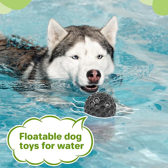 DISSKNIC Indestructible Squeaky Dog Balls, Dog Toys for Aggressive Chewers Large Breed for Relieving Anxiety, Tough Dog Chew Toys Balls for Aggressive Chewers, Outdoor Squeaky Dog Toys for Large Dogs