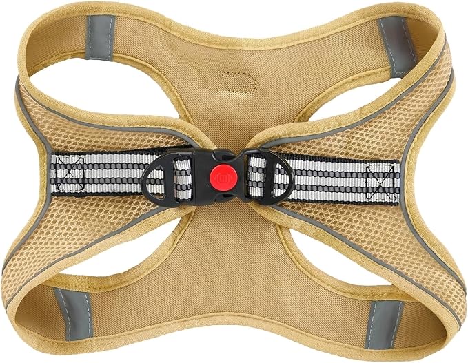 SMOUATOU All Weather Mesh Step in Vest Harness for Small and medidum Dogs and Cats, Adjustable Soft Padded Dog Vest with Easy Control Handle for Dogs Pets (Khaki, XL)