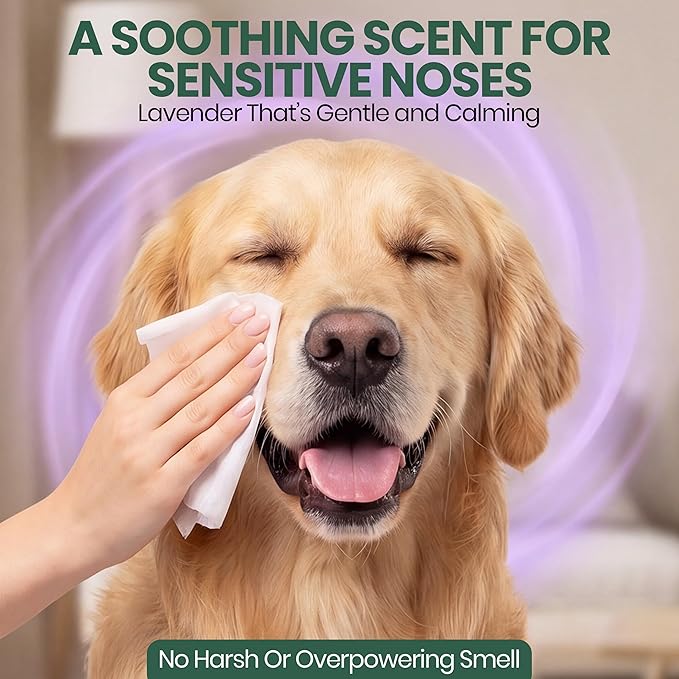 Bark & Clean Dog Wipes for Paws and Butt, 50 Count Large 8.5" x 9" Hypoallergenic Bamboo Pet Wipes Compostable Puppy Wipes with Lavender for Dogs Body Face - Deodorizing Grooming Wipes