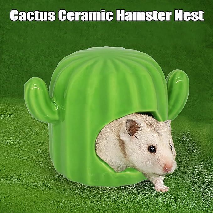 GKYZBB Hamster Hideout Ceramic,Hamster House and Habitats Cool Bed Ideal for All Season Dwarf Gerbil Mice Golden Bear (Green)