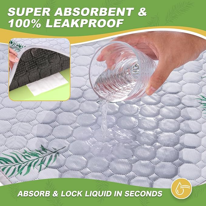 WanpeeGoo Washable Pee Pads for Dogs, 2Pack Reusable Puppy Pads, Super Absorbent & Leakproof Dog Pads, Anti-Slip Dog Pee Pads for Puppy Training & Incontinence, Leaf Pattern 48"x48"