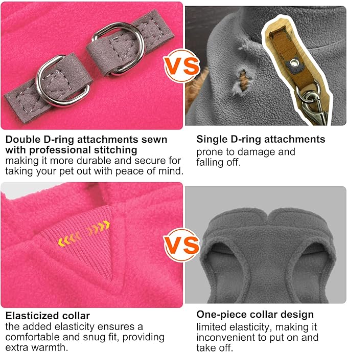 BEAUTYZOO Dog Fleece Vest Sweater Winter Jacket for Small and Medium Dogs with D-Ring Leash Cold Weather Coat Hoodie for XS S M Dogs Boy or Girls,Rose M