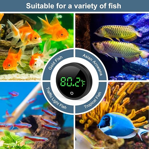 Upgraded Aquarium Thermometer, 5S Refresh Speed, Digital Fish Tank Thermometer LED Display ±1°F, Stick-on Thermometer for Aquariums, Glass Containers