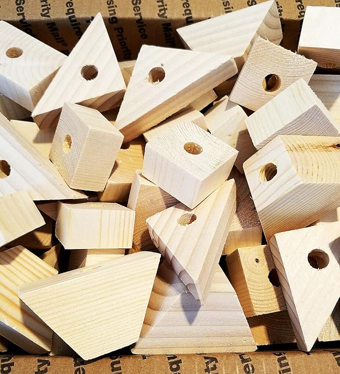 Wood Wooden Blocks 160 All Natural for DIY Cage Toy Macaw Cockatoo African Grey