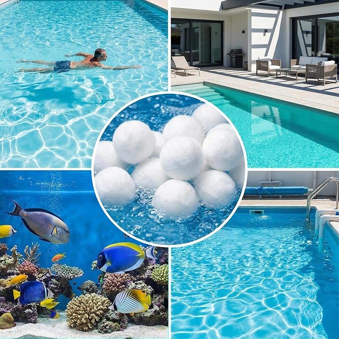 MAQIHAN 50PCS Pool Filter Balls - Sand Filter Ball, Aquarium Filter Media | Reusable Poly Filter Balls for Pool Robots & Water Tank, Sand Filter Pump Systems Accessories, Swimming Pool Cleaning, White