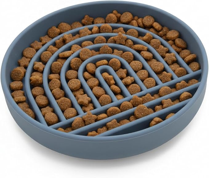 Should We Go? Slow Feeder for Dogs & Puppies, The Slowdown Bowl Silicone Slow Eating, Modern Lick Mat Design, Reduces Gulping, Fits 2 Cups, 7.5” Across x 1.5” Tall, Mealtime Challenge, Medium-Ocean