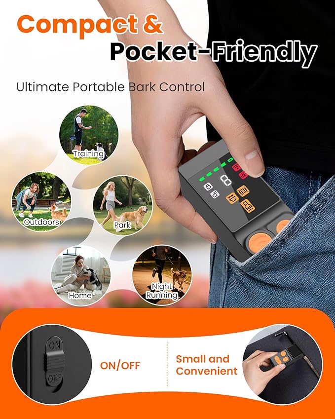 [Digital LED Display] ultrasonic Dog bark Deterrent with 4 Transmitters, 10 Gears Dog Training Device for Large/Medium/Small Dogs, Rechargeable Anti Barking Device & Dog Repellent with Flashlight