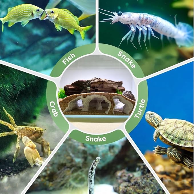 LIYAOLI Aquarium Cave Fish Tank Hideout, Natural Decor for Pleco Shrimp | 3D Printed Aquarium cave hideout provides safe shelter for pleco,shrimp and corydoras while adding realistic fish tank decor