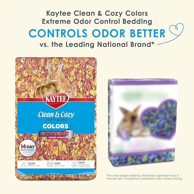 Kaytee Clean & Cozy Colors, Small Animal Bedding with Extreme Odor Control, Sunset 49.2 Liters