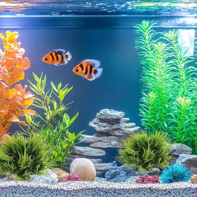 3 Pack Aquarium Plants Plastic Realistic Fish Tank Plants with Weighted Base Small Aquarium Grass Fish Tank Decorations (Green)