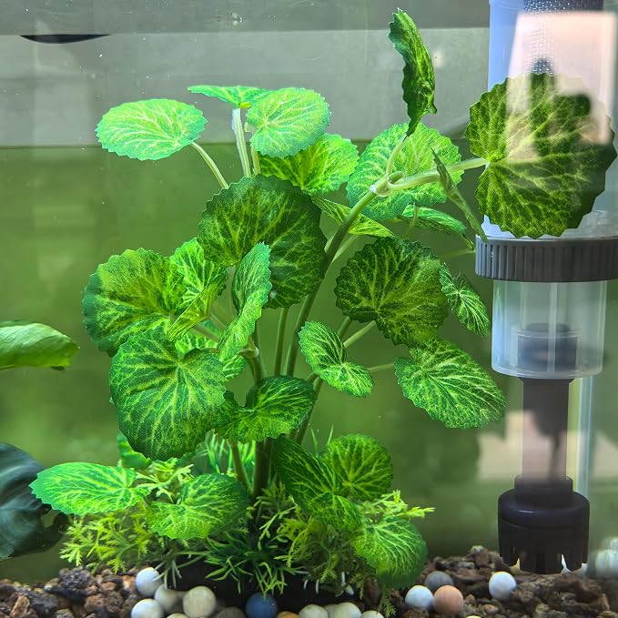 M2cbridge Fish Tank Plastic Soft Grass Water Plants 2pcs Serrated Leaf | zero maintenance, soft without scratching, healthy underwater home