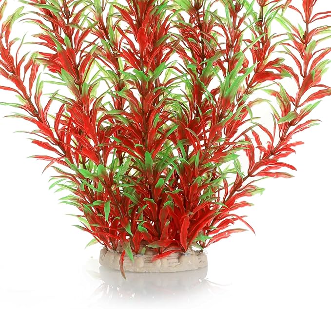 JIHAQUA Aquarium Decor Plastic Plants Extra Large 21 Inch Artificial Plants | Tall Fish Tank Decorations (Wine 2pcs)