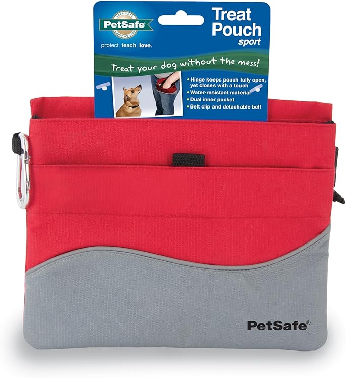 PetSafe Treat Pouch Sport - Easy Access Waterproof Treat Pouch for Daily Use - Convenient Phone & Keys Carry with Dual Inner Pocket & Front Storage Pocket - Adjustable Fit - Standard - Red