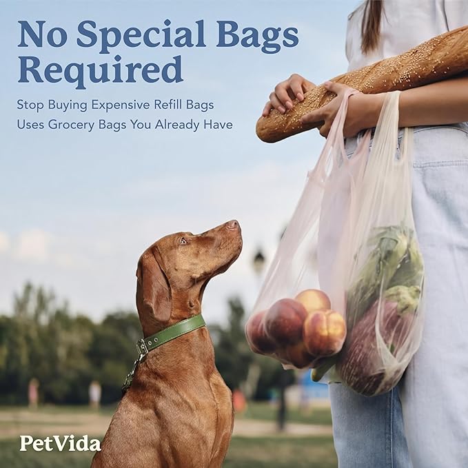 Dog Pooper Scooper that Uses Common Grocery Bags – No Special Bags Needed – Heavy-Duty No-Bend Scoop Fits Standard American Broom Handle”