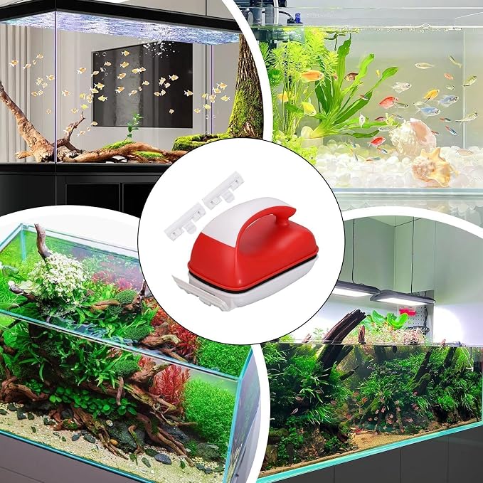 Fish Tank Cleaner Magnet Double-Sided Magnetic Effective Algae Removal | Aquarium Floating Cleaning Brush for Fish Tank