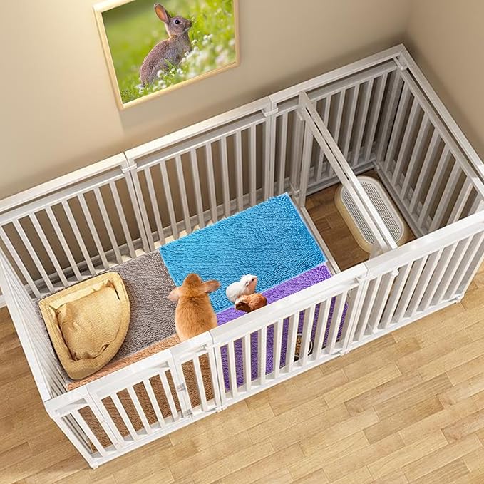 WRINGKIT 6 Pack Guinea Pig Mats, 16 x 24 Inch Guinea Pig Cage Liner, Washable Fleece Bedding Pee Pads, Non-Slip Animal Sleeping Mat for Bunny, Rabbit, Hamster, 6 Colors