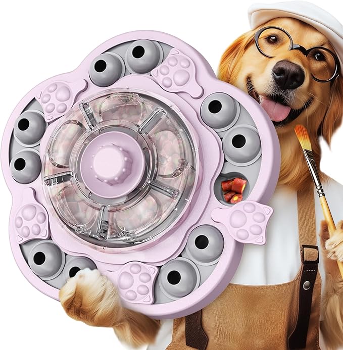 KADTC Dog Puzzle Toy, 3 Levels of Step-by-Step Challenge, Spin-to-Release Treat Dispenser, Slow Feeder & Mental Stimulation Enrichment Toy for Small Medium Large Dogs
